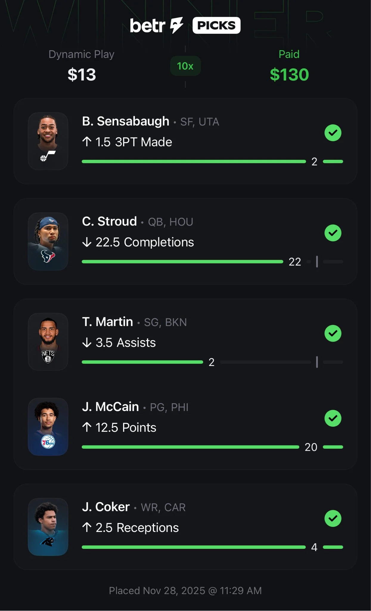 Miles's winning bet