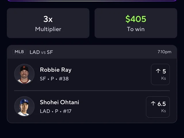 A 2-man Power slip — 3x multiplier, $405 to win